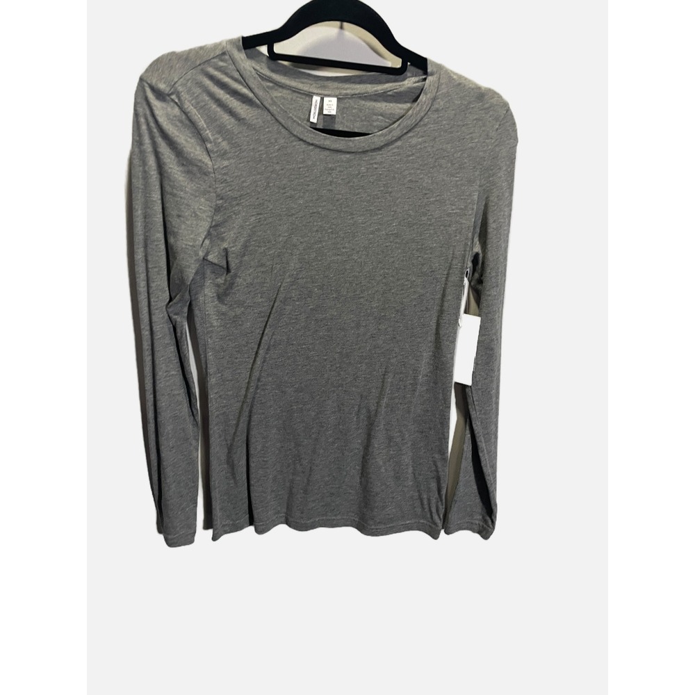 Nordstrom Long Sleeve Tee Women XS Grey Pima Cotton Everyday Basic Crew Neck